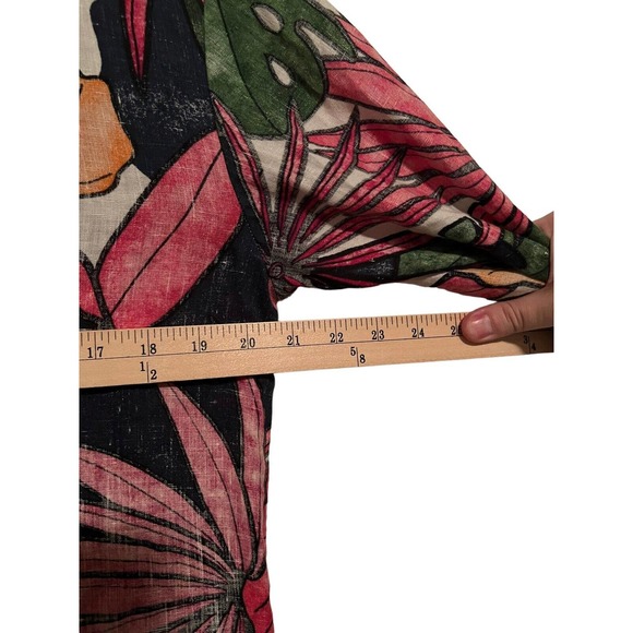 TOMMY BAHAMA Linen Tunic Mini Dress Cover Up Remy Tropical Floral Pockets SP - Picture 5 of 7